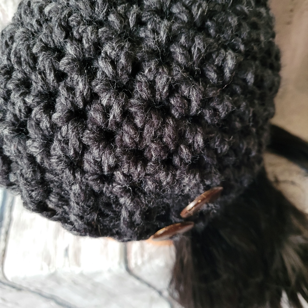 Women's Crochet Gray Wool winter hat - Picture 12 of 14